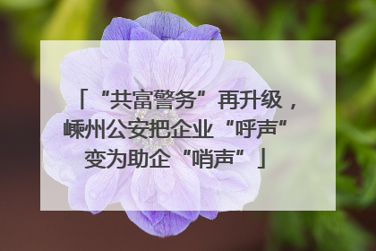 “共富警务”再升级，嵊州公安把企业“呼声”变为助企“哨声”