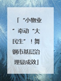 “小物业”牵动“大民生”！舞钢市基层治理显成效