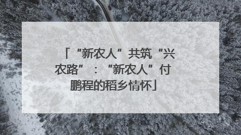 “新农人”共筑“兴农路”：“新农人”付鹏程的稻乡情怀