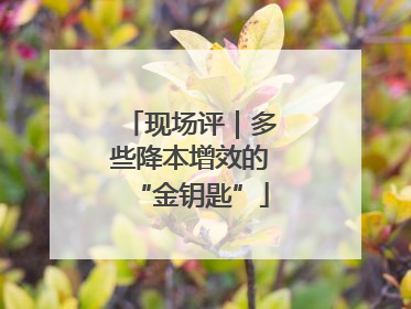 现场评｜多些降本增效的“金钥匙”