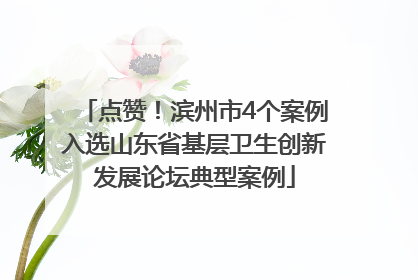 点赞！滨州市4个案例入选山东省基层卫生创新发展论坛典型案例