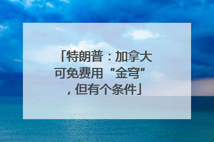 特朗普：加拿大可免费用“金穹”，但有个条件