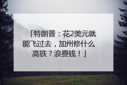 特朗普：花2美元就能飞过去，加州修什么高铁？浪费钱！