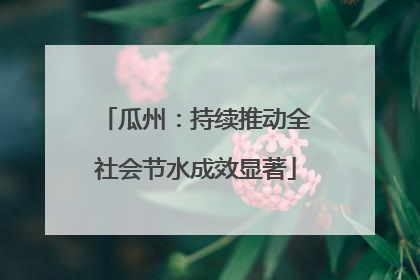 瓜州：持续推动全社会节水成效显著