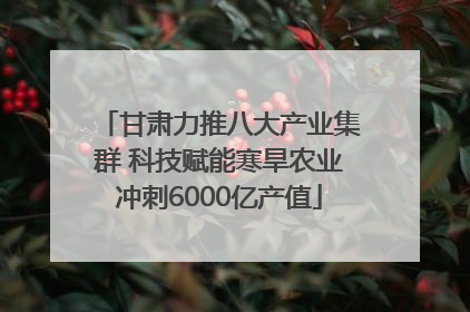 甘肃力推八大产业集群 科技赋能寒旱农业冲刺6000亿产值