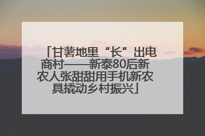 甘薯地里“长”出电商村——新泰80后新农人张甜甜用手机新农具撬动乡村振兴