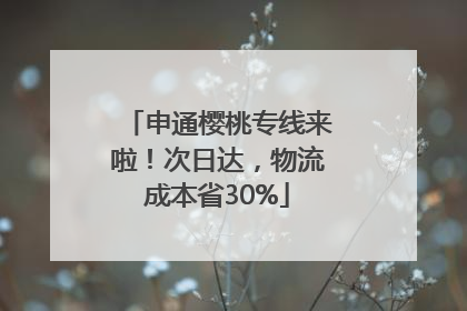 申通樱桃专线来啦！次日达，物流成本省30%
