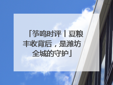 筝鸣时评丨夏粮丰收背后，是潍坊全城的守护