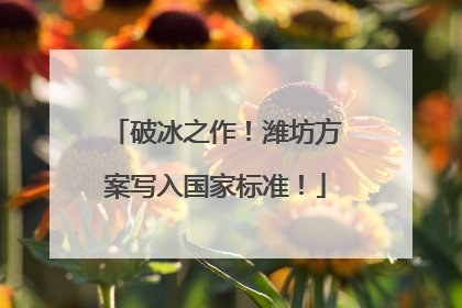 破冰之作！潍坊方案写入国家标准！