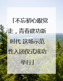 不忘初心跟党走，青春建功新时代 这场示范性入团仪式成功举行