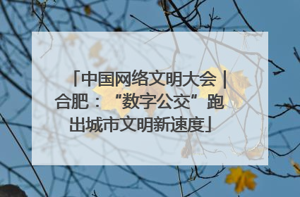 中国网络文明大会｜合肥：“数字公交”跑出城市文明新速度