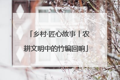 乡村·匠心故事丨农耕文明中的竹编回响