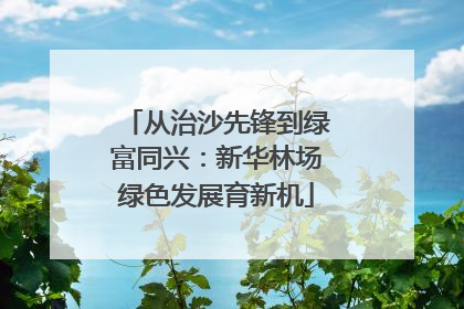 从治沙先锋到绿富同兴：新华林场绿色发展育新机