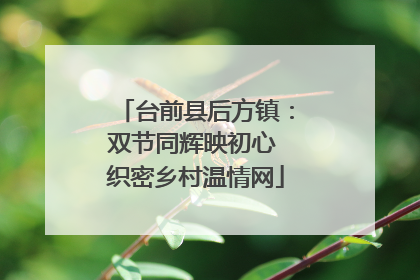 台前县后方镇：双节同辉映初心 织密乡村温情网