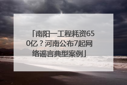 南阳一工程耗资650亿？河南公布7起网络谣言典型案例