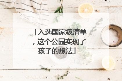 入选国家级清单，这个公园实现了孩子的想法
