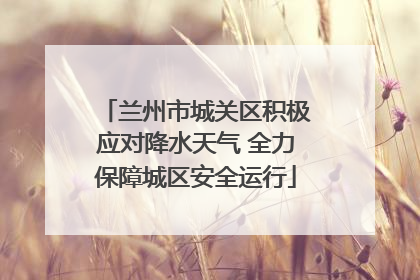 兰州市城关区积极应对降水天气 全力保障城区安全运行