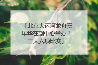 北京大运河龙舟嘉年华在副中心举办！三天六项比赛