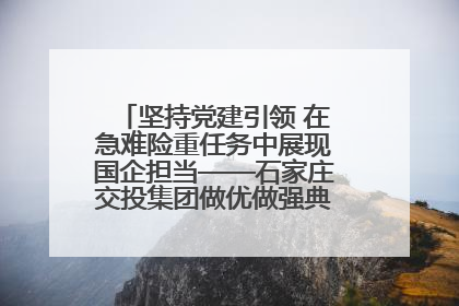 坚持党建引领 在急难险重任务中展现国企担当——石家庄交投集团做优做强典型报道之一