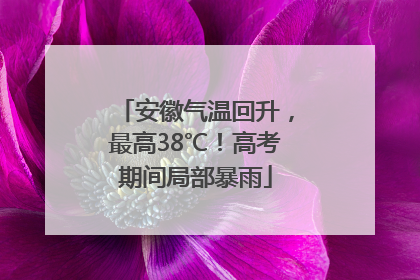 安徽气温回升，最高38℃！高考期间局部暴雨