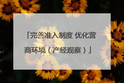 完善准入制度 优化营商环境（产经观察）
