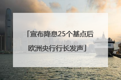 宣布降息25个基点后 欧洲央行行长发声