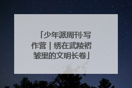 少年派周刊·写作营｜绣在武陵褶皱里的文明长卷