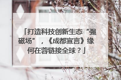 打造科技创新生态“强磁场”，《成都宣言》缘何在蓉链接全球？