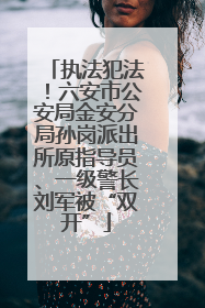 执法犯法！六安市公安局金安分局孙岗派出所原指导员、一级警长刘军被“双开”