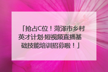 抢占C位！菏泽市乡村英才计划·短视频直播基础技能培训招募啦！