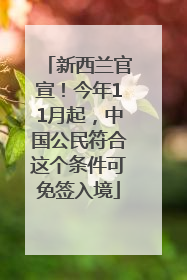 新西兰官宣！今年11月起，中国公民符合这个条件可免签入境