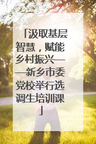汲取基层智慧，赋能乡村振兴——新乡市委党校举行选调生培训课