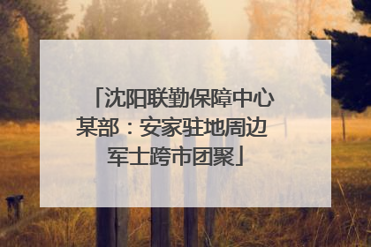 沈阳联勤保障中心某部：安家驻地周边 军士跨市团聚