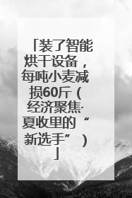 装了智能烘干设备，每吨小麦减损60斤（经济聚焦·夏收里的“新选手”）