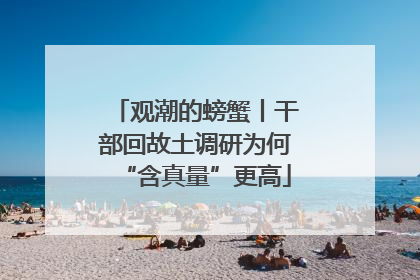观潮的螃蟹丨干部回故土调研为何“含真量”更高