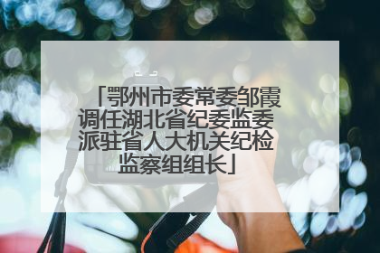 鄂州市委常委邹霞调任湖北省纪委监委派驻省人大机关纪检监察组组长