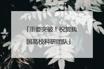重要突破！祝贺我国高校科研团队