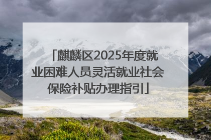 麒麟区2025年度就业困难人员灵活就业社会保险补贴办理指引