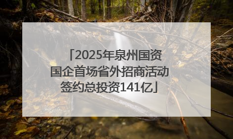 2025年泉州国资国企首场省外招商活动签约总投资141亿