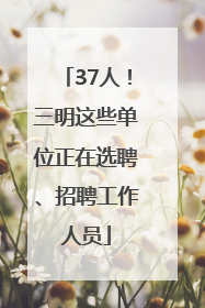 37人！三明这些单位正在选聘、招聘工作人员